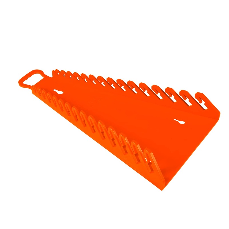 Ernst Manufacturing 5157 Gripper Reverse Wrench Portable Wrench Organizer - Holds 1/4" to 1 1/8" and 6 to 20mm Tools, Durable Flexible Grip, 15 Tool Capacity, Orange