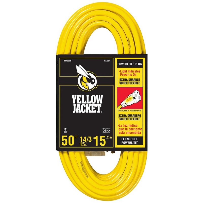 50 ft. 14/3 SJTW Outdoor Heavy-Duty 15 Amp Contractor Extension Cord with Power Light Plug