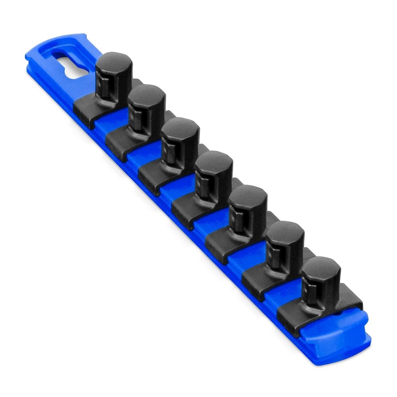 ERNST 8-Inch Socket Rail Organizer with 7 1/2-Inch Twist Lock Clips, Blue - 8409-Blue-1/2