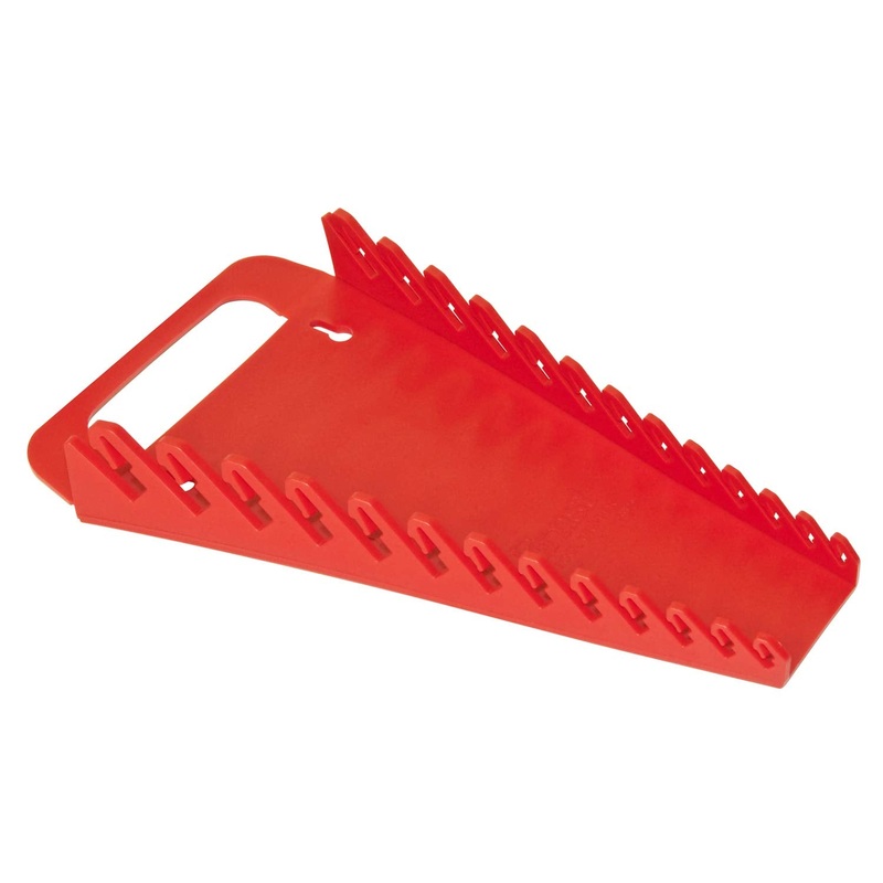 Ernst Manufacturing 5013 Gripper Wrench Organizer with Ergonomic Design, Holds 13 Wrenches, Red