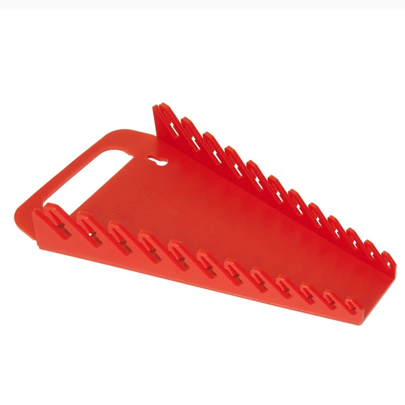 Ernst Manufacturing 5015 Gripper Wrench Organizer with Ergonomic Design, Holds 12 Wrenches, Red