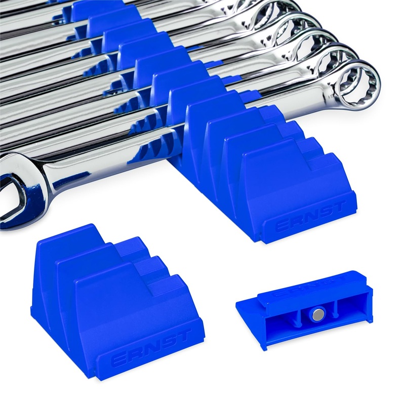 Ernst Manufacturing 5405M Magnetic Wrench Pro - Modular Wrench Organizer for 20 Wrenches with Anti-Slip Cleats- Blue