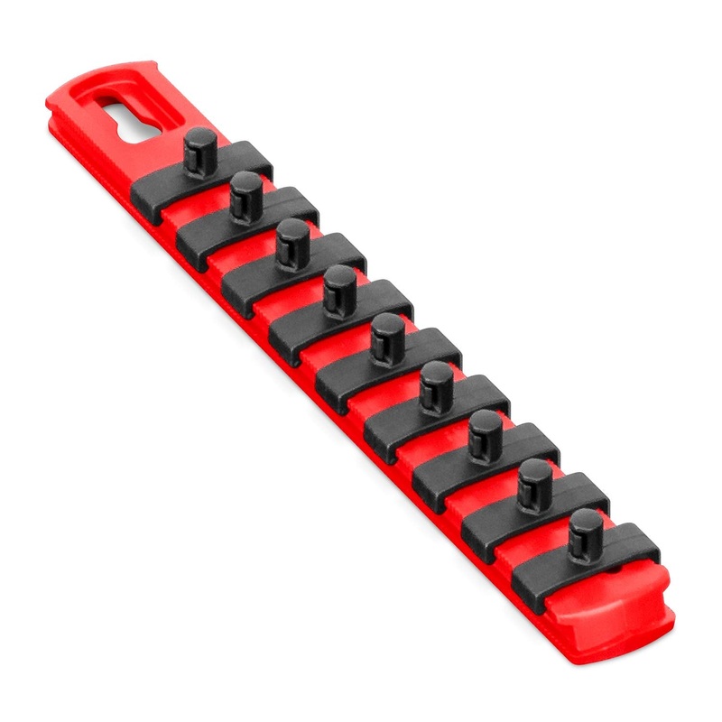 Ernst Manufacturing 8-Inch Magnetic Socket Organizer with 9 1/4-Inch Twist Lock Clips, Red (8410M-Red-1/4)