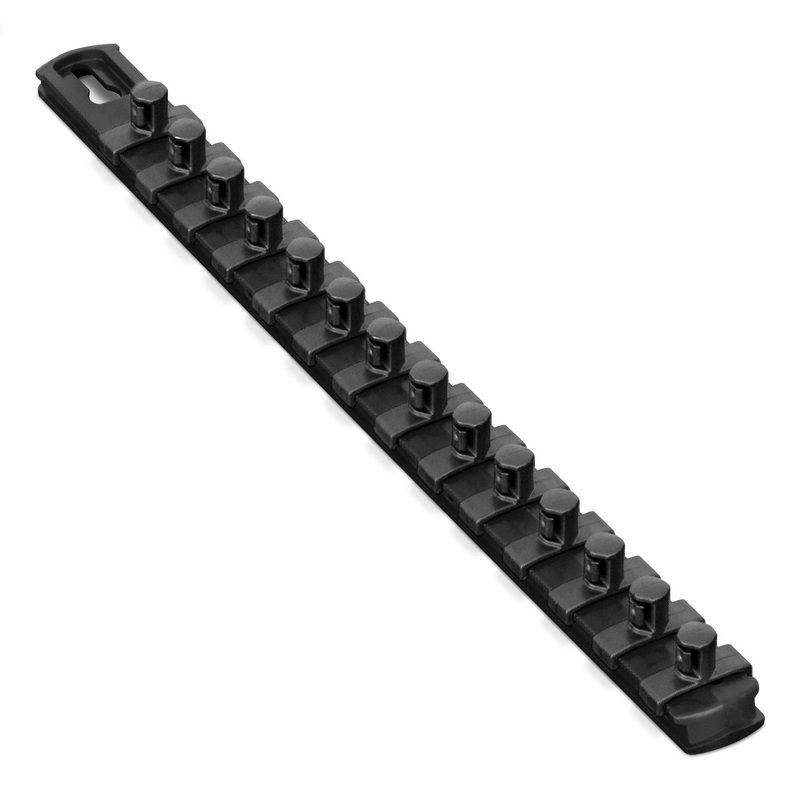Ernst Manufacturing - 8424-Black-3/8 13-Inch Socket Organizer with 14 3/8-Inch Twist Lock Clips, Black