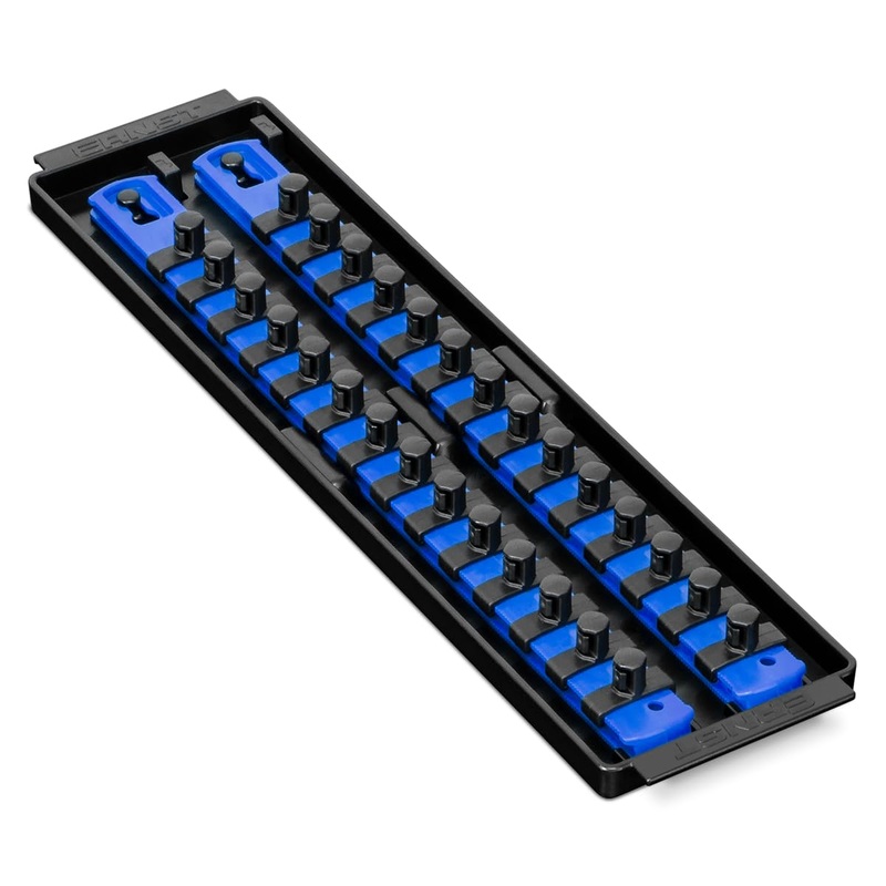 Ernst Manufacturing - 8496 Socket Boss 2-Rail 3/8-Inch-Drive Socket Organizer, 13-Inch, Blue - Made in USA