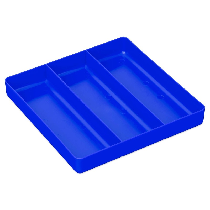 Ernst Manufacturing Toolchest Tray: Stackable Garage Organizer Tray in Blue with 3 Compartments - For Trades, Mechanics, Electricians, Plumbers, Household Use, Hobbies - Heavy Duty - Made in the USA
