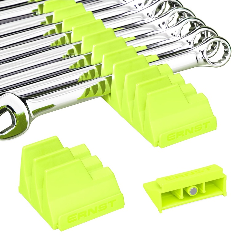 Ernst Manufacturing Wrench Pro - Modular Wrench Organizer for 20 Tools with Magnetic Base (Hi-Viz) - Made in the USA