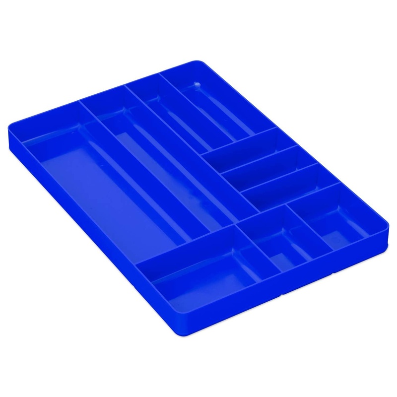 Ernst MFG 10 Compartment Drawer Organizer: Heavy Duty Stackable Tray for Automotive Garage Tool Organization - Low-Profile Toolbox Storage - Nuts and Bolts, Tools, Parts, Easy to Clean - Blue