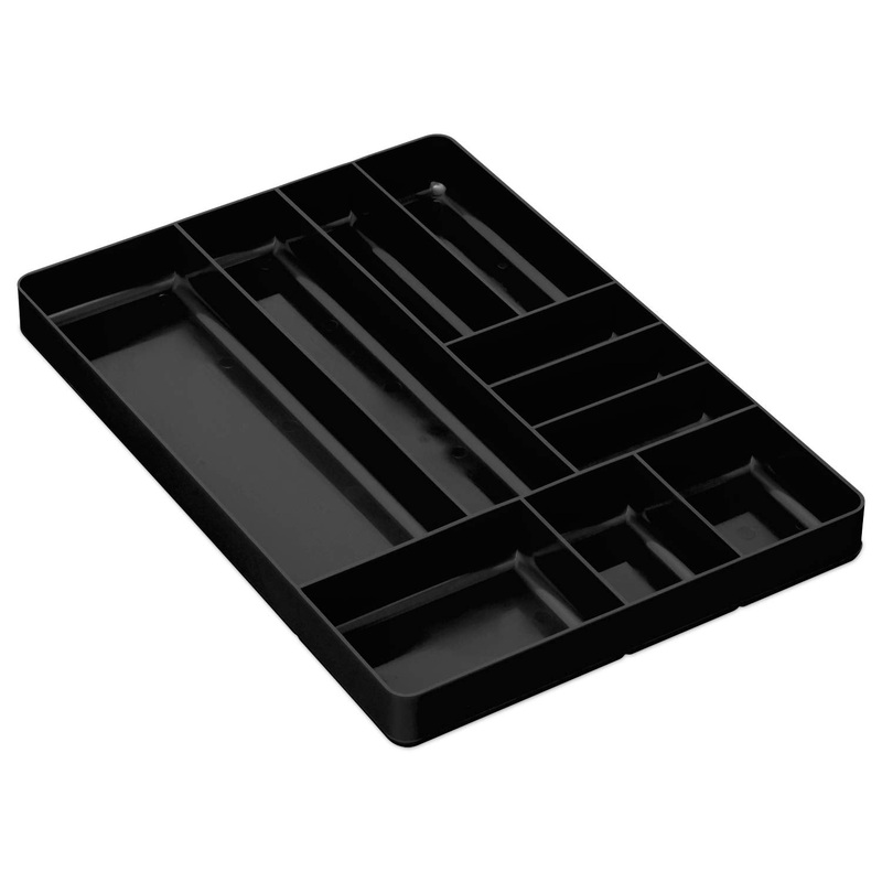 Ernst MFG 10 Compartment Drawer Organizer: Heavy Duty Stackable Tray for Automotive Tool Organization -Low Profile Toolbox - Nuts and Bolts, Tools, Parts, Easy to Clean - Black - Made in the USA