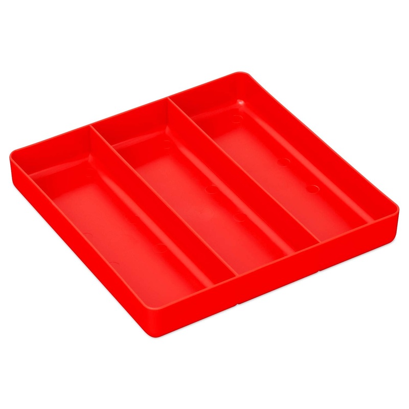 ERNST MFG Tool Garage Organizer Tray, Red, 3-Compartments - Made in the USA