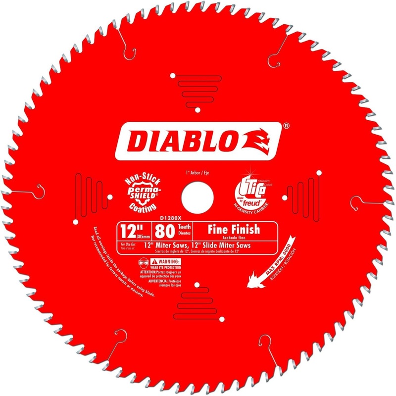 Freud D1280X Diablo 12-Inch 80 Tooth ATB Crosscutting Saw Blade with 1-Inch Arbor, Red