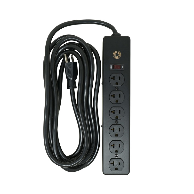 Southwire 5122 20 Amp Rated, 6 Outlet all Metal Power Strip with NEMA 5-20 P&R, 15-foot 12/3 Cord Black 15 ft 6-Outlet 20 Amp