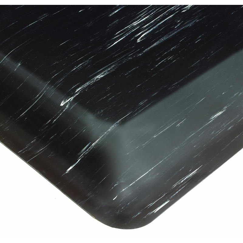 Wearwell Anti-Fatigue Mat, PVC 496 Smart Tile-Top Medium Duty Tapered Edges, for Dry Areas, 3' Width x 5' Length x 1/2" Thickness, Black