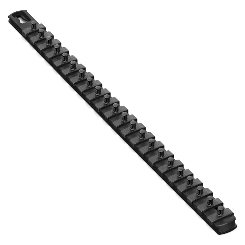 Ernst Manufacturing 18-Inch Magnetic Socket Organizer with 22 1/4-Inch Twist Lock Clips, Black (8420M-Black-1/4) 18-Inch 1/4-Inch Black