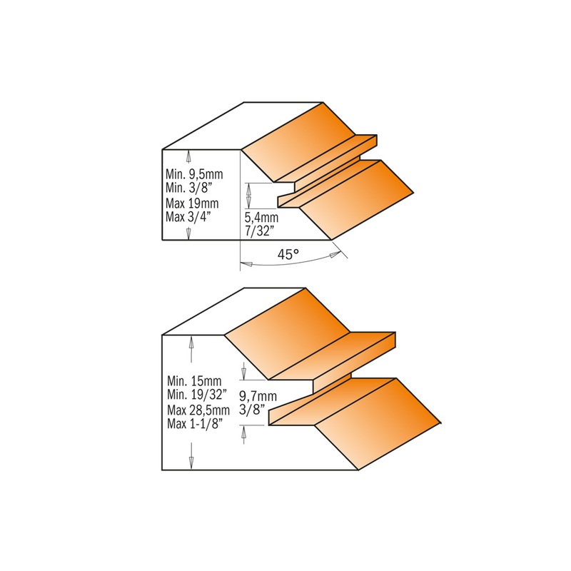 LOCK MITER BIT S=1/2'' 2-3/4''x1-1/4''x2-3/4''
