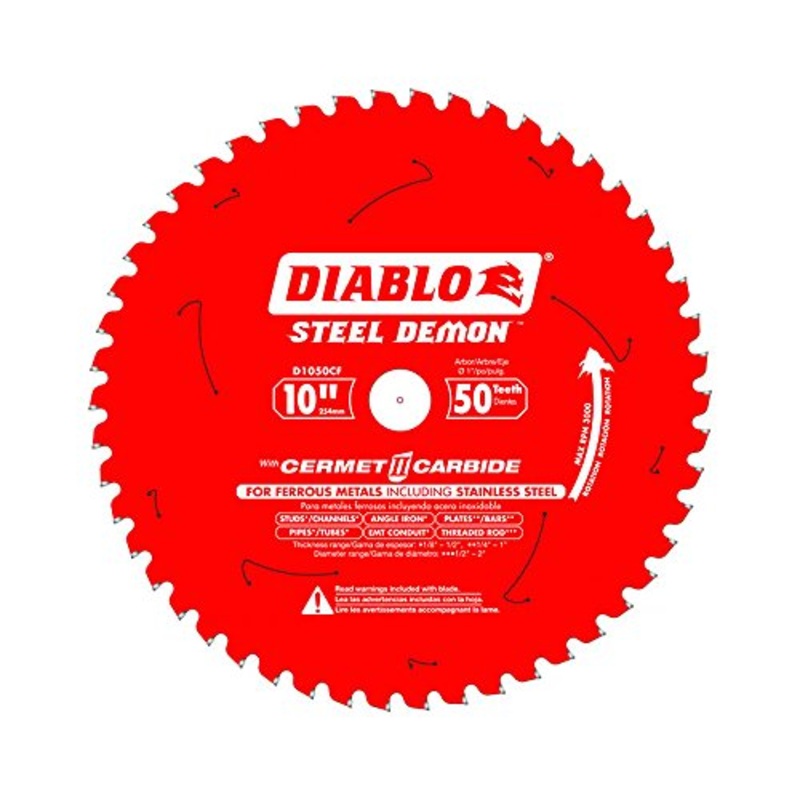 Diablo 10 in. x 50 Tooth Steel Demon Cermet II Saw Blade for Metals and Stainless Steel