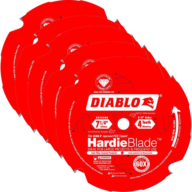 Diablo Tools 7-1/4in x 4 Tooth (PCD) Fiber Cement Hardie Blade 5-Pack-D0704DHA