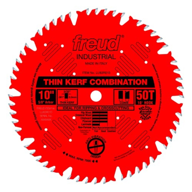 Freud 8" Thin Kerf Combination Saw Blade with 5/8-Inch Arbor and Perma-Shield Coating