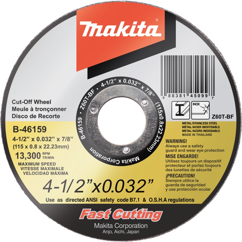 Makita 41/2" x .032" x 7/8" Ultra-Thin CutOff Wheel, Stainless