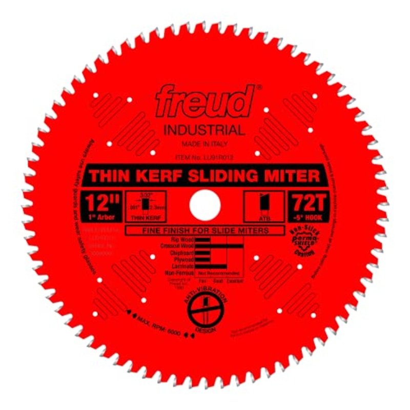 Freud 12in Thin Kerf Sliding Compound Miter Blade with Perma-Sheild Coating
