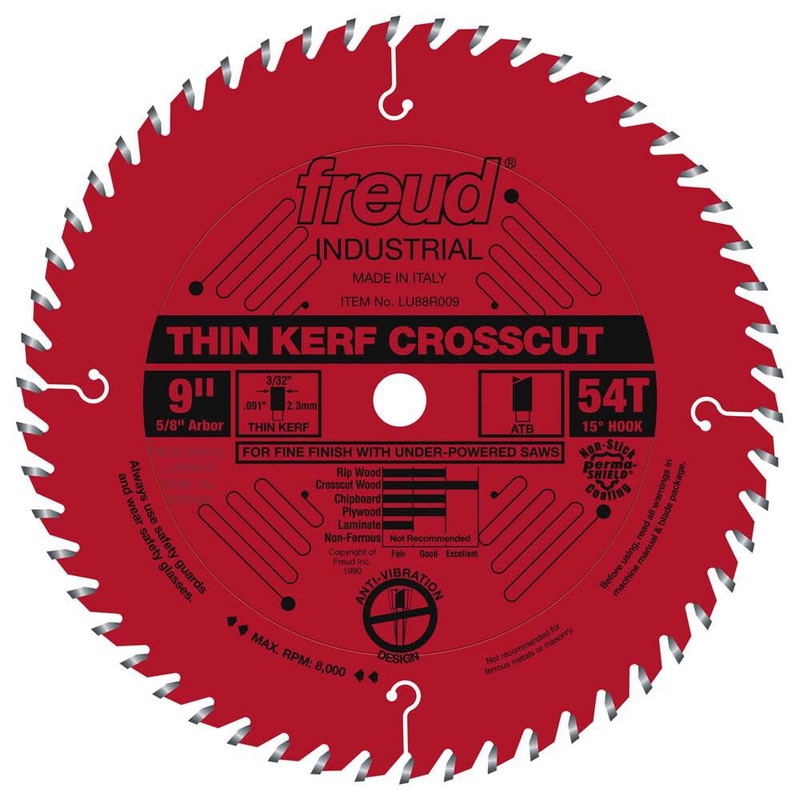 Freud 9" Thin Kerf Fine Finish Crosscut with Perma-Shield Coating