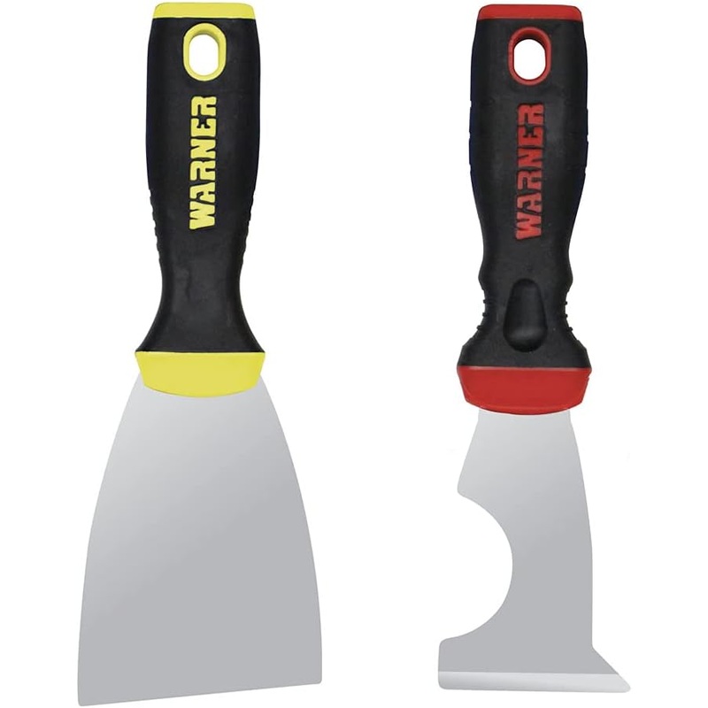 Warner Pro-Grip Series Painters, 5-in-1 & 3 Full Flex Putty Knife Paint Tool, Pro-Combo Pack, Red and Yellow