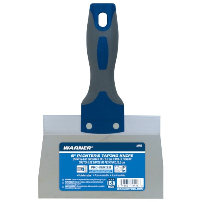 Warner Manufacturing 6" ProGrip Stainless Steel Drywall Taping Knife, Soft Grip Handle