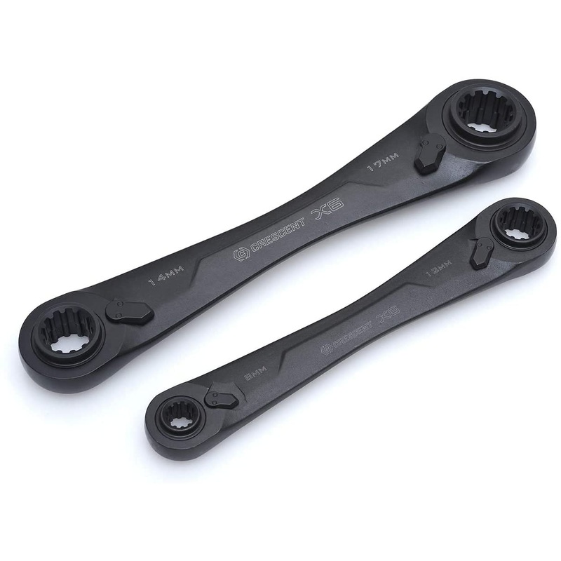 Crescent 2 Piece X6 4-in-1 Black Oxide Spline Ratcheting Metric Wrench Set