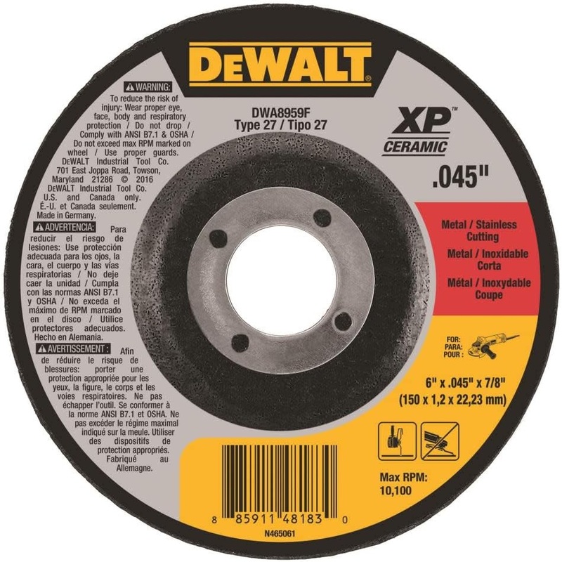DeWALT (DWA8959F) T27 XP CER Fast Cut-Off Wheel, 6" x 0.045" x 7/8"