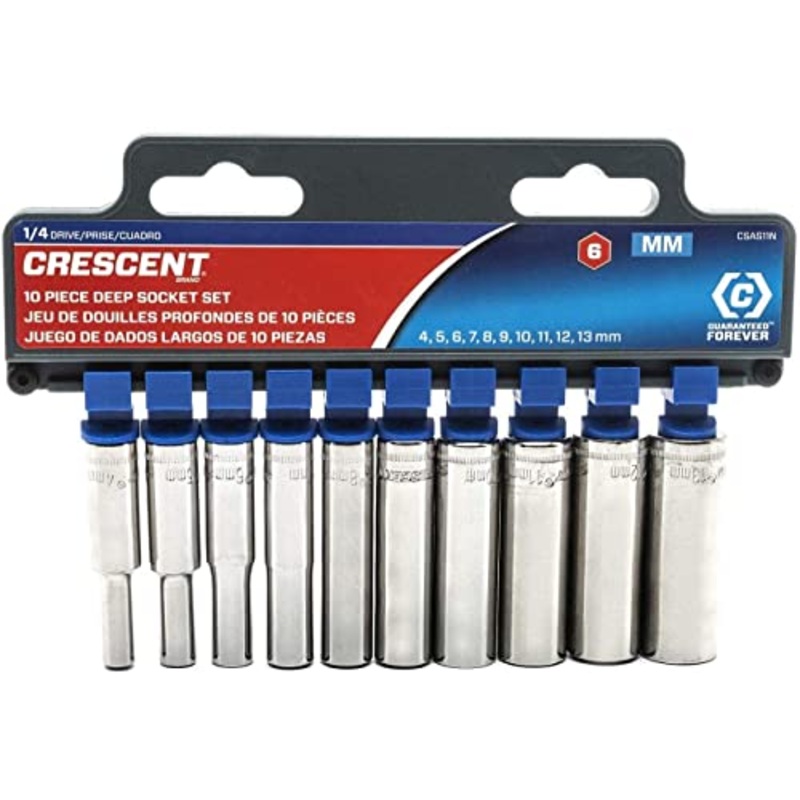 CRESCENT 10 Piece 1/4" Drive 6 Point Deep Metric Socket Set - CSAS11N