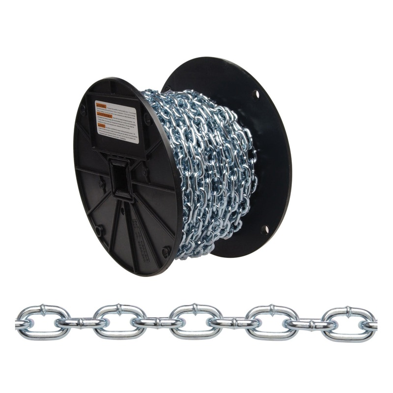 CAMPBELL 0723367 Straight Link Machine Chain, #3 Trade, 50 ft L, 270 lb Load, Low Carbon Steel, Brass Glo